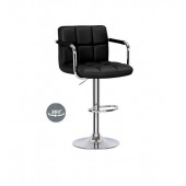 Bar Stool - Kitchen Stool - Leather Bar Stool - Swivel Chair Gas Lift - Black
